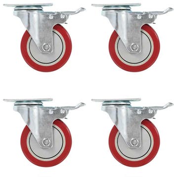 vidaXL Zwenkwielen met dubbele remmen 4 st 100 mm, Verzenden, Nieuw