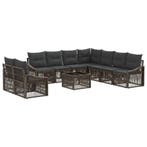 vidaXL Tuinbank Set 10 pcs Grijs poly rattan, Verzenden, Nieuw