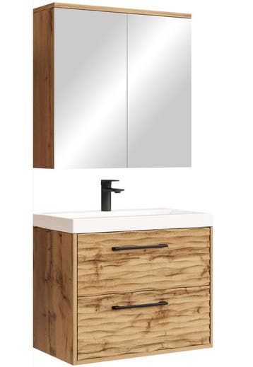 Badkamermeubel Etna 60cm eiken Badmeubel met spiegelkast, Maison & Meubles, Verzenden