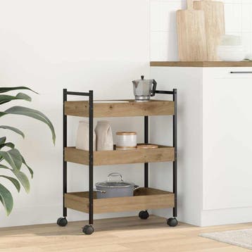 vidaXL Keuken Trolley Artisan Eiken 50 x 30 x 70 cm Bewerkt, Verzenden, Nieuw