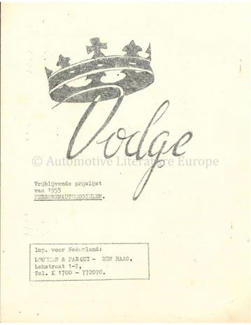 1955 DODGE KINGSWAY BROCHURE NEDERLANDS, Nieuw