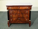 Ladekast - Mahonie, Carrara marmer - Late Empire commode, Antiek en Kunst