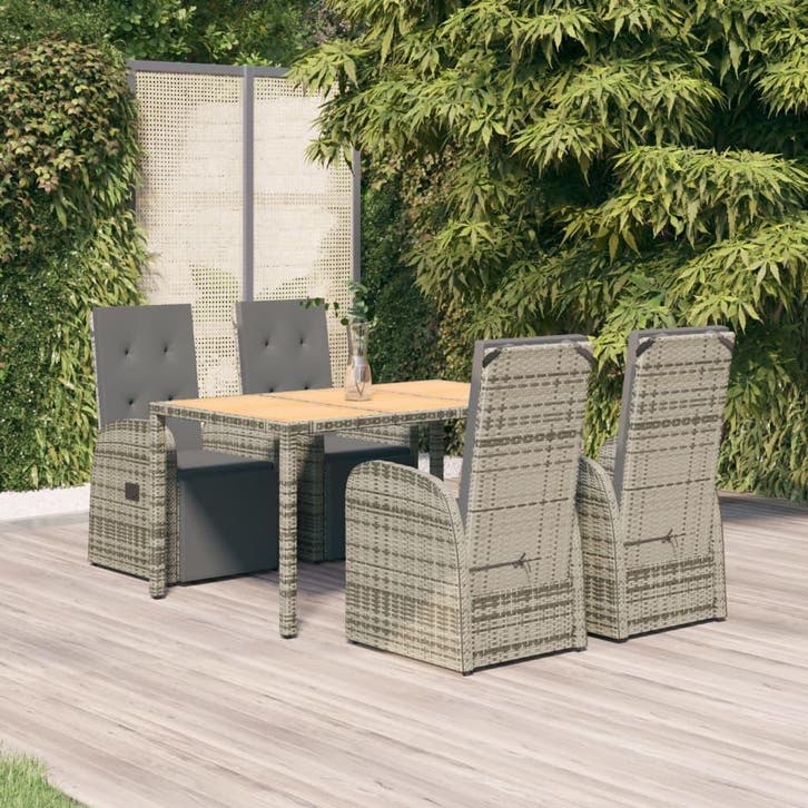 vidaXL 5-delige Tuinset met kussens poly rattan grijs, Jardin & Terrasse, Ensembles de jardin, Envoi