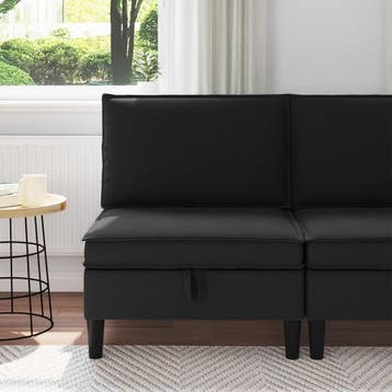 vidaXL Midden Sofa met Opbergruimte Zwart Fluweel, Verzenden, Nieuw
