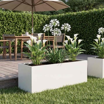vidaXL Plantenbak Wit 60 x 20 x 20 cm Koudgewalst staal, Jardin & Terrasse, Pots de fleurs, Verzenden
