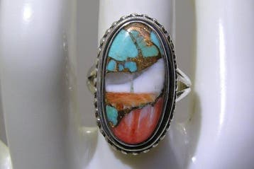 Turquoise ring - Hoogte: 24.1 mm - Breedte: 25.8 mm- 6.4 g -