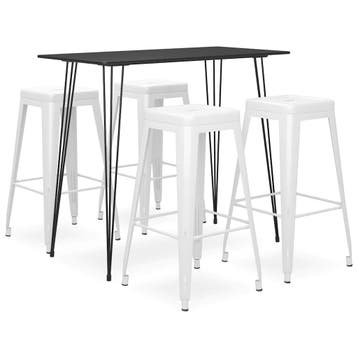 vidaXL 5-delige Barset zwart en wit, Verzenden