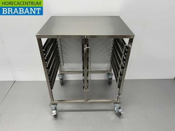 HCB RVS Dubbele regaalwagen 12 x 1/1 GN gastronorm 74 cm, Ophalen of Verzenden