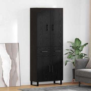 vidaXL Highboard 2 st Zwart Eiken 69,5 x 34 x 180 cm, Huis en Inrichting, Kasten | Dressoirs, Verzenden, Nieuw