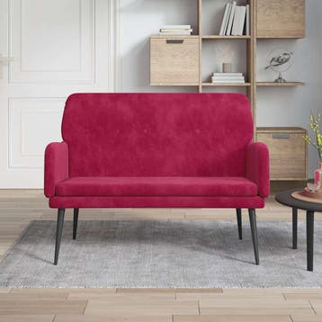 vidaXL Bankje 108x79x79 cm fluweel wijnrood, Verzenden, Nieuw