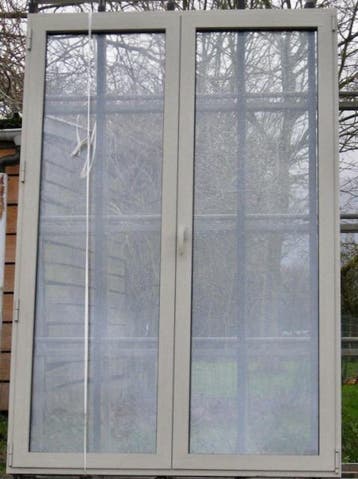 aluminium terrasram  ,  raam  ,  chassis 145 x 215, 75 tot 150 cm, Gebruikt, Deurkozijn, Aluminium