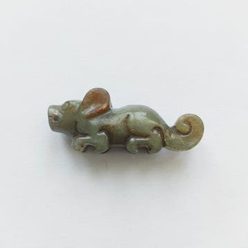 Oud-Chinees Harde steen (jade?) Hurkende Rat Decoratieve
