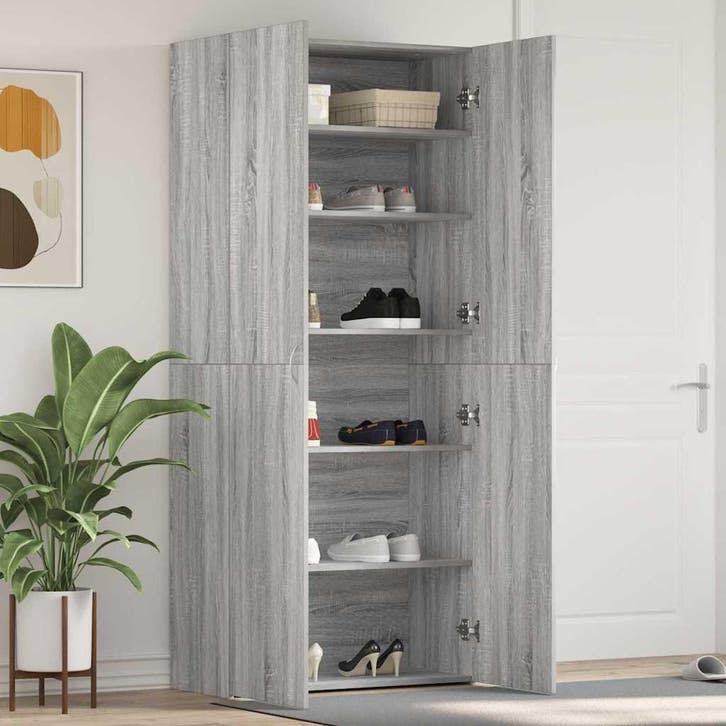 vidaXL Schoenenkast met plank Grijs 80 x 35.5 x 180 cm, Huis en Inrichting, Kasten | Schoenenkasten, Nieuw, Verzenden