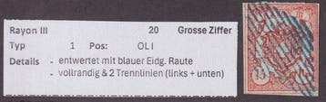 Zwitserland 1852/1852 - CH - Rayon III - SBK Nr. 20 - T1 -, Gestempeld
