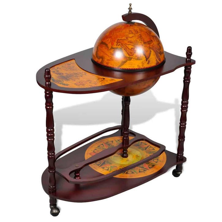 vidaXL Globebar vrijstaand eucalyptushout, Maison & Meubles, Accessoires pour la Maison | Porte-bouteilles, Envoi
