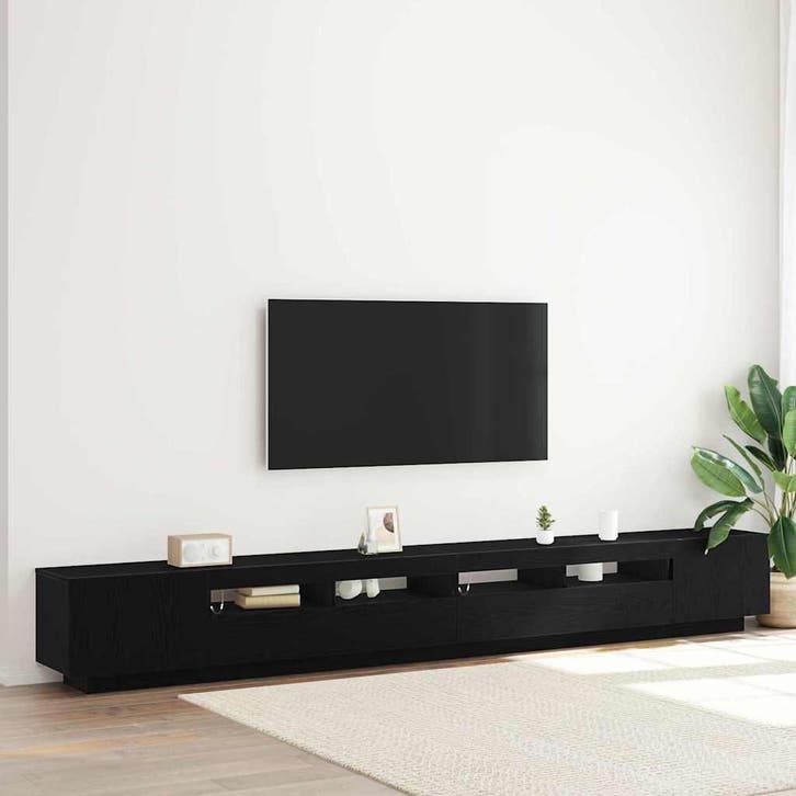vidaXL Tv-meubelset 3 pcs Zwart 300 x 35 x 40 cm Bewerkt, Maison & Meubles, Armoires | Mobilier de télévision, Envoi