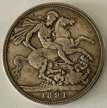 Royaume-Uni. Victoria. 1 Crown 1891 London (Sans prix de