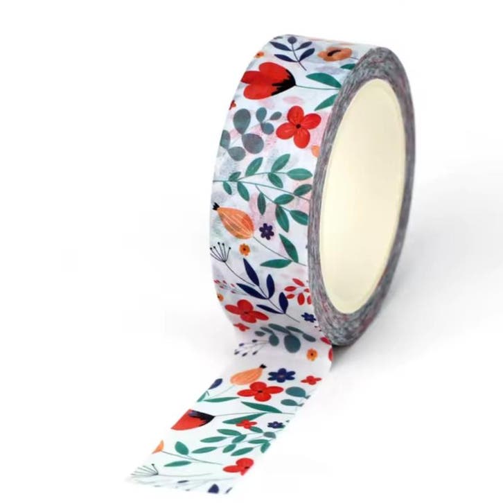 Washi Tape bloemen wit - 15mm breed en 10m lang - siertap..., Hobby & Loisirs créatifs, Bricolage, Enlèvement ou Envoi