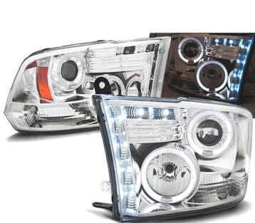 PHARES POUR DODGE RAM 09-11 LED ANGEL EYES CHROMÉ, Verzenden