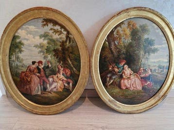Franse school (XIX) - Barocke Gesellschaft, Antiquités & Art