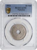 Palestina. 10 Mils 1933 - PCGS AU55, Postzegels en Munten