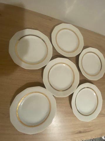 Limoges - U.F Déposé - Service à dessert (6) - Porcelaine -