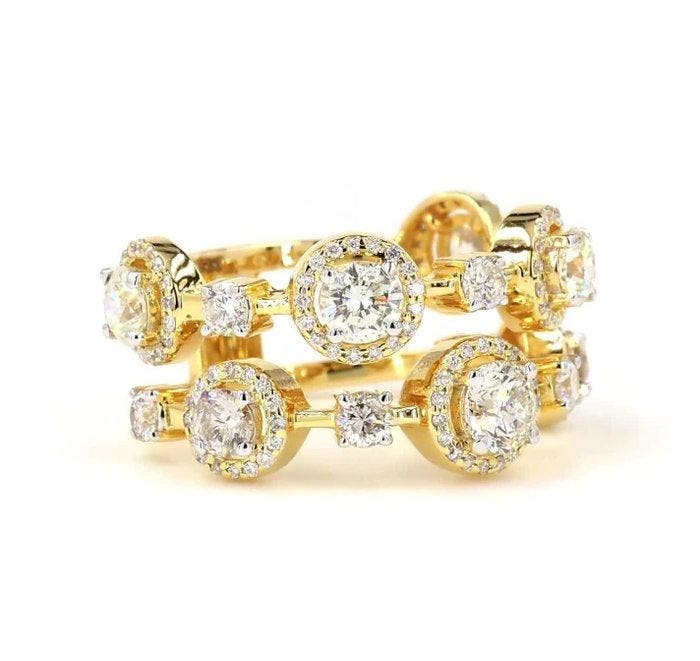 Statement ring - 14 karaat Geel goud - 2.05ct. tw. Diamant, Handtassen en Accessoires, Antieke sieraden
