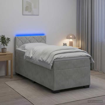 vidaXL Boxspringbed met matras en LED Lichtgrijs Enkel, Huis en Inrichting, Slaapkamer | Bedden, Verzenden, Nieuw