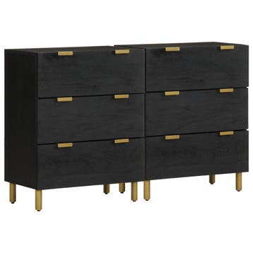 vidaXL Dressoirs 2 st 60x33x75 cm bewerkt hout zwart, Verzenden, Nieuw