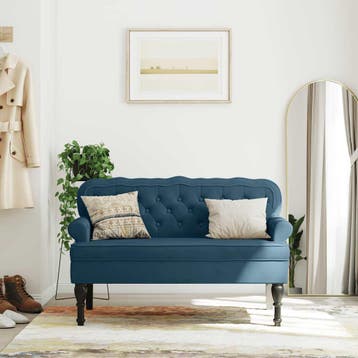 vidaXL Bankje met rugleuning 119,5x64,5x75 cm fluweel blauw, Verzenden, Nieuw
