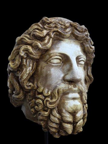 sculptuur, Testa Zeus - 31 cm - marmerpoeder
