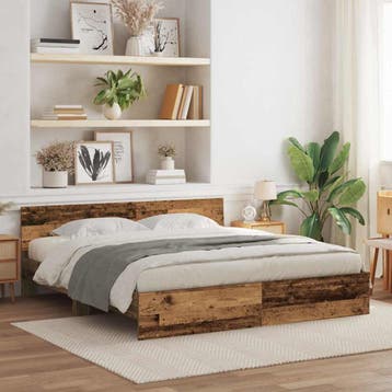 vidaXL Bedframe met Hoofdbord Oud hout 203 x 185 x 70 cm, Huis en Inrichting, Verzenden, Nieuw