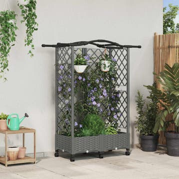vidaXL Verhoogd Bed met Trellis en Dak Lichtgrijs 124 x 40 x, Verzenden, Nieuw