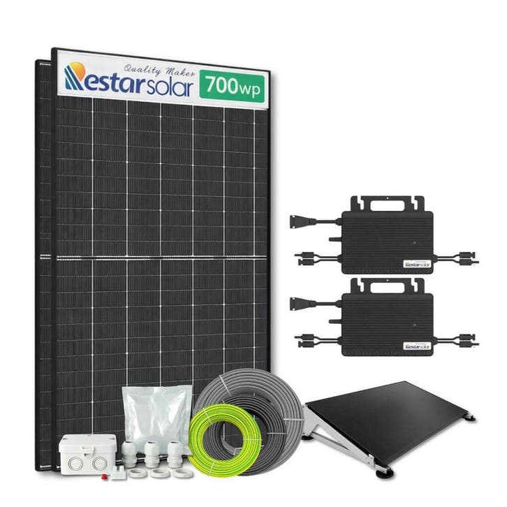 Zonnepanelen pakket voor platdak - 1.4 kW - 2x 700, Doe-het-zelf en Bouw, Zonnepanelen en Toebehoren, Ophalen of Verzenden