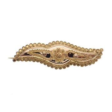 Antiek gouden broche; Filigrain, Bijoux, Sacs & Beauté, Broches, Ophalen of Verzenden