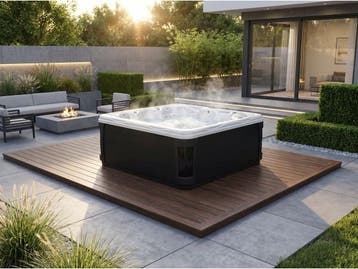 Veiling - 6 Persoons Spa 230x230cm - Wit / zwarte zijkant in, Nieuw