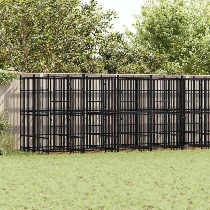 vidaXL Hondenkennel 16,59 m² staal, Dieren en Toebehoren, Hondenbenches, Nieuw, Verzenden