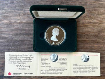Canada. 20 Dollars 1986 - Jogos Olímpicos de Inverno de, Postzegels en Munten