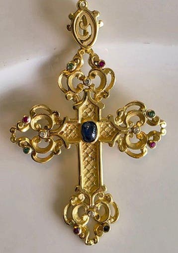Pendentif en forme de croix - 18 carats Or jaune - 13.00ct.