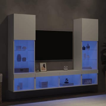 vidaXL 5-delige Tv-wandmeubelset met LED-verlichting bewerkt, Verzenden