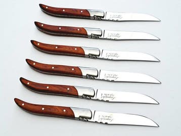 Laguiole - 6x Luxury Steak Knives - Rose Wood - style de -