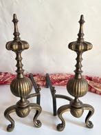 Openhaard accessoire (2) - Groot paar antieke Barok messing-