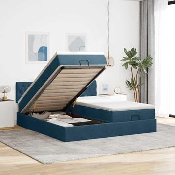 vidaXL Bed poef met matrassen en leds 200x200 cm fluweel, Verzenden