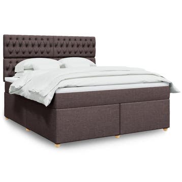 vidaXL Boxspring met matras stof donkerbruin 180x200 cm, Verzenden