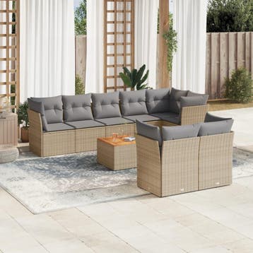 vidaXL Patio Sofa Set 8-zits Beige mix en grijs, Verzenden