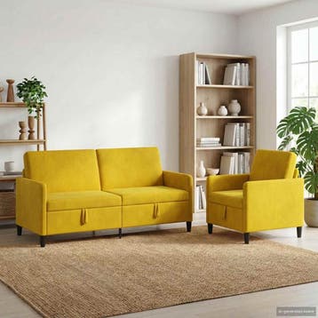 vidaXL Sofa Set Met Opslag 2 st Geel Polyester, Verzenden, Nieuw
