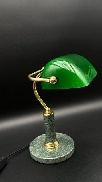 Lampe de banquier - Verre, Laiton, Marbre, Antiquités & Art