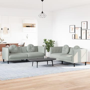vidaXL 2-delige Loungeset met kussens fluweel lichtgrijs, Huis en Inrichting, Verzenden, Nieuw
