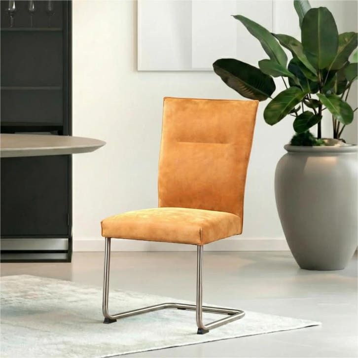 Leren eetkamerstoel Retro - Kenia Cognac (cognac) -, Maison & Meubles, Chaises, Enlèvement ou Envoi