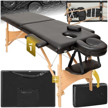 2 zone massagetafel met 5cm matras en houten frame - zwart, Verzenden, Nieuw